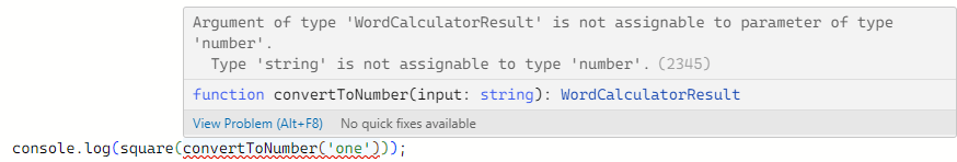 Compilation error when combining convertToNumber and Square