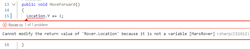 Compiler error when trying to update the Location's Y property)